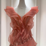 Qtevry Pavilion Lila 2025 Summer New Orange Pink Temperament V Collar Short Slim Slim Dress Dress Dress 69325