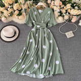 vintage short sleeves summer women's dress HZ1022