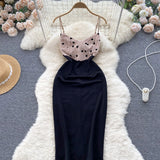 Sexy Straps Polka Dot Color Matching Dress Tight Women Holiday Dress HZ1022