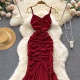 Sexy Spaghetti Straps Red Tight Dress Women Holiday Dress HZ1022
