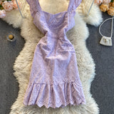 Sexy Straps Ruffled Lace Dress Women Holiday Dress HZ1022