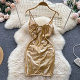 Sexy Straps Ruffles Dress Tight Women Holiday Dress HZ1022