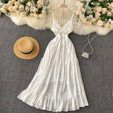 Sexy Spaghetti Straps Backless Lace White Dress Summer Women Holiday Dress HZ1022