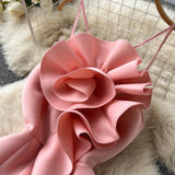Sexy Mermaid Spaghetti Straps Ruffles Satin Flower Dress Women Dress HZ1022