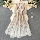 Cute embroidery floral dress women's dress HZ1022