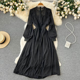simple long sleeves chiffon summer women's dress HZ1022