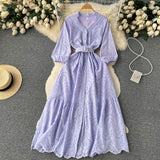 A line v neckline lace dress women's dress HZ1022