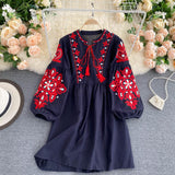 Cute A line long sleeves bohemia vacations women's dress HZ1022