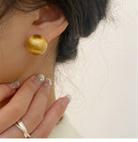 Classic Thick Gold Chubby Huggie Hoop Earrings, Gold Filled Hoop Earring, Basic Statement Earrings Silver Needle Metal Matte Earring HZ1022