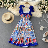 Vintage Straps Cute Summer Boho Dress Women Holiday Dress HZ1022