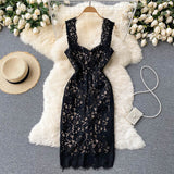 Sexy spaghetti straps summer lace dress women's dress HZ1022