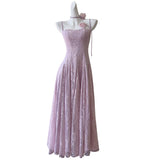 Qtevry Lila 2025 Summer New Fragrant Taro Purple Breast Sling Sling Long Thin Temperament Dress Dress Woman 69206