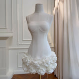 Qtevry Three-Dimensional Flower Body Waist Dress Simple Temperament Sling Brawn With Short Skirt 69517