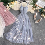 Cute A line Sleeveless Sequin Tulle Dress Beach Summer Holiday Dress HZ1022