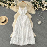 Cute A line Sleeveless Tassel Dress Beach Summer Holiday Dress HZ1022