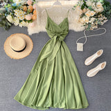 Chic long dress women's summer dress suspenders dress HZ1022