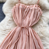 Sexy Spaghetti Straps Summer Blush Pink Dress Women Holiday Dress HZ1022