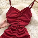 Sexy Spaghetti Straps Red Tight Dress Women Holiday Dress HZ1022