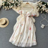 Sexy Spaghetti Straps Floral Dress Women Holiday Dress HZ1022