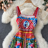 Vintage Straps Red Dress Summer Women Holiday Dress HZ1022