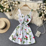 Cute Spaghetti Straps Floral Dress Women Dress HZ1022