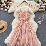 Sexy Spaghetti Straps Summer Blush Pink Dress Women Holiday Dress HZ1022