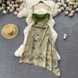 Simple Suspender Dress Floral Women Holiday Dress HZ1022