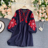 Cute A line long sleeves bohemia vacations women's dress HZ1022