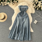 Hot Girl Retro denim skirt women's A-line long Dress HZ1022
