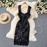 Sexy spaghetti straps summer lace dress women's dress HZ1022