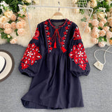 Cute A line long sleeves bohemia vacations women's dress HZ1022