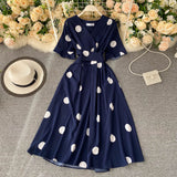 vintage short sleeves summer women's dress HZ1022