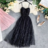 Cute A line Sleeveless Sequin Tulle Dress Beach Summer Holiday Dress HZ1022