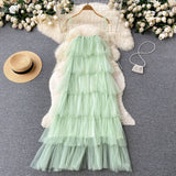 Sexy Straps Tulle Mint Green Dress Women Holiday Dress HZ1022