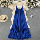 Cute A line Sleeveless Royal Blue Summer Holiday Dress HZ1022
