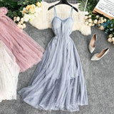 Cute A line Sleeveless Sequin Tulle Dress Beach Summer Holiday Dress HZ1022