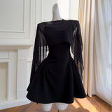 Black And White Dress Body Sexy Temperament Waist Sling Skirt Mesh Two Sets Of Women 69619 + 69661