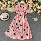 vintage short sleeves summer women's dress HZ1022