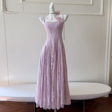 Qtevry Lila 2025 Summer New Fragrant Taro Purple Breast Sling Sling Long Thin Temperament Dress Dress Woman 69206