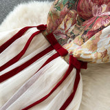 Retro Niche Design Embroidered Suspender Dress Women Dress HZ1022