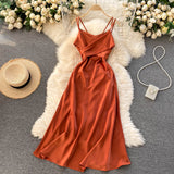 Sexy A line spaghetti straps sage green summer dress women's dress HZ1022