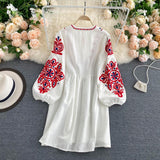 Cute A line long sleeves bohemia vacations women's dress HZ1022