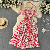 Sexy Straps Summer Dress Women Floral Holiday Dress HZ1022