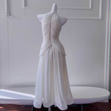 Qtevry Pavilion Lila 2025 Summer New Rice White Sleeveless Waistless Temperament Long Dress Dress Dress Woman 69074