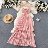 Sexy A line Sleeveless Pink Summer Holiday Dress HZ1022