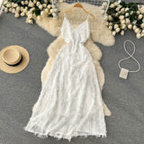Cute A line Sleeveless Tassel Dress Beach Summer Holiday Dress HZ1022