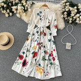 simple 3/4 sleeves summer women's dress HZ1022