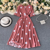 vintage short sleeves summer women's dress HZ1022