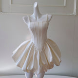 Qtevry Light Luxury Collar Small Dress Dress Dress Princess Fish Bone High-Waisted Slings Fluffy Skirt A Skirt 69239