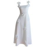 Three-Dimensional Embroidery Card Small White Dress Dress Dress Dress Collar Slim Thin Sling Skirt 68729